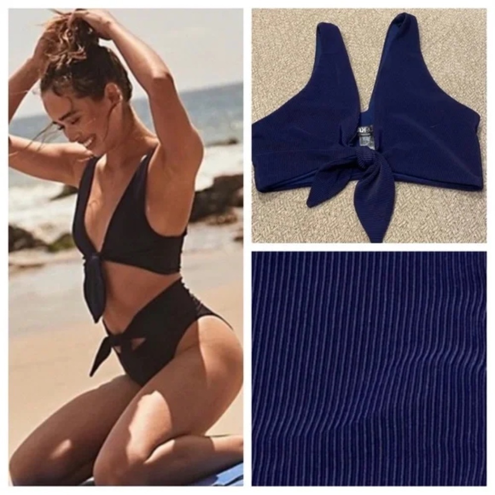 New! Beach Riot Rib Dallas Bikini Top navy blue rib 19613